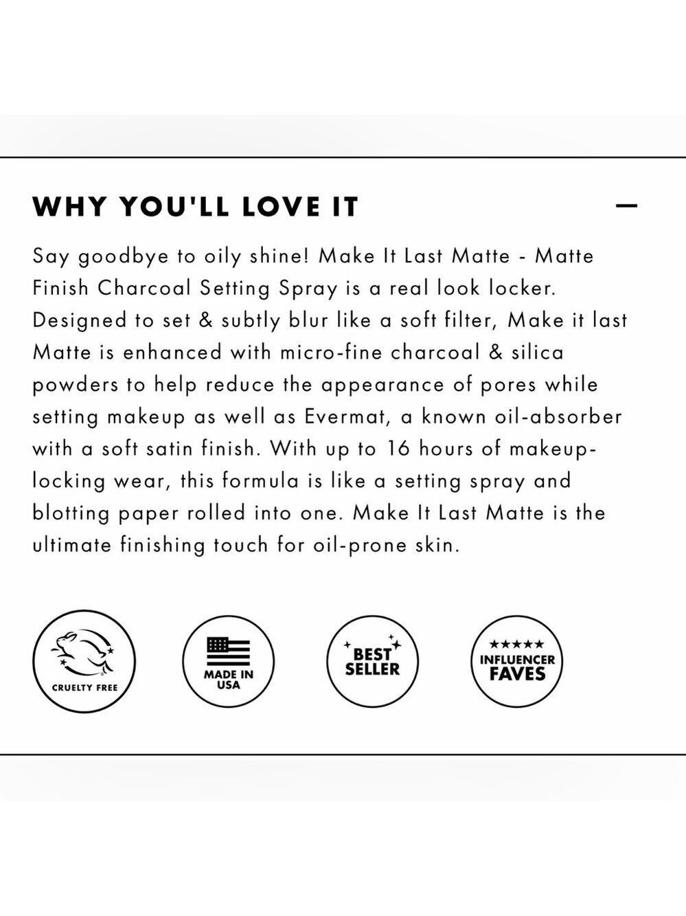 Milani Make It Last Matte - Matte Finish Charcoal Setting Spray - Picture 7 of 7